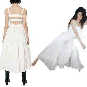 ASOS Design White Tiered Smocked Midi Dress Size 4